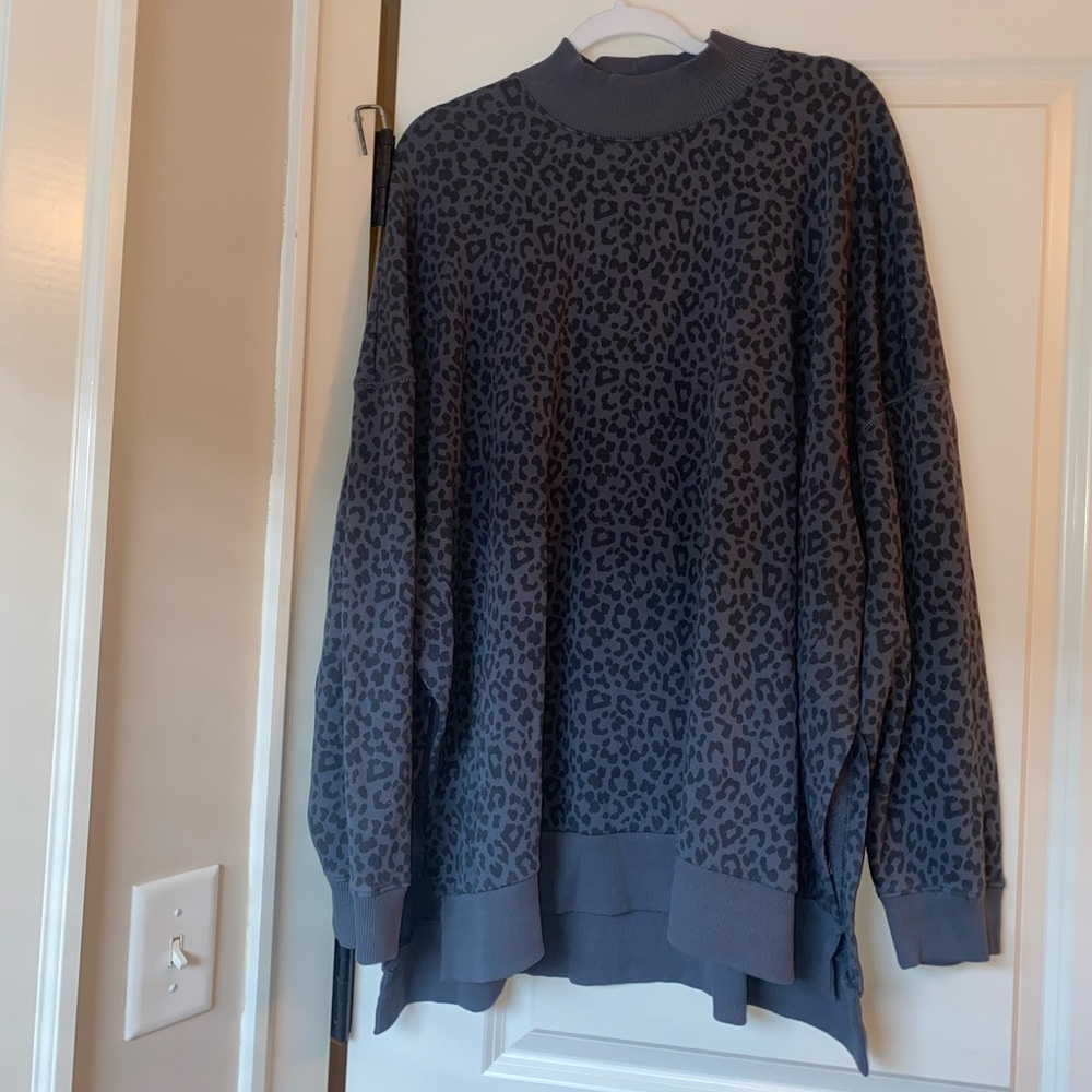Aerie leopard print cowl neck pullover